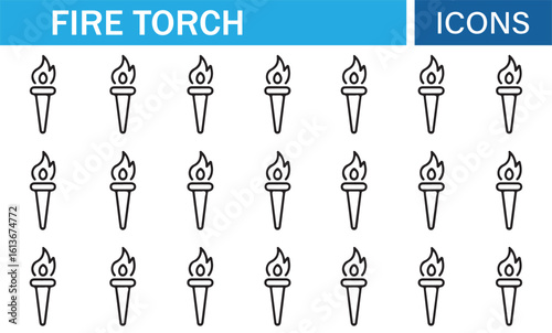 Simple and Creative Fire Torch Icons for Use in Branding and Design