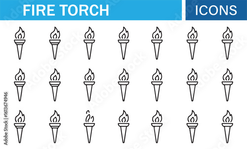 Icon Collection for Fire Torches and Flames for Digital Art and Web Design