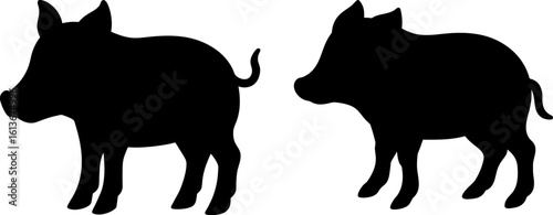 Black pigs set, Set of pigs, pigs collection, Vector of pigs animal, pigs silhouette, black pigs isolated on white background