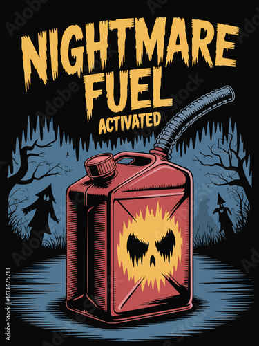 Nightmare Fuel Activated Spooky Gas Can in a Haunted Landscape
