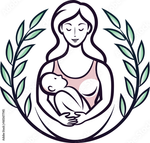 Hand-drawn icon of a breastfeeding logo on a white background