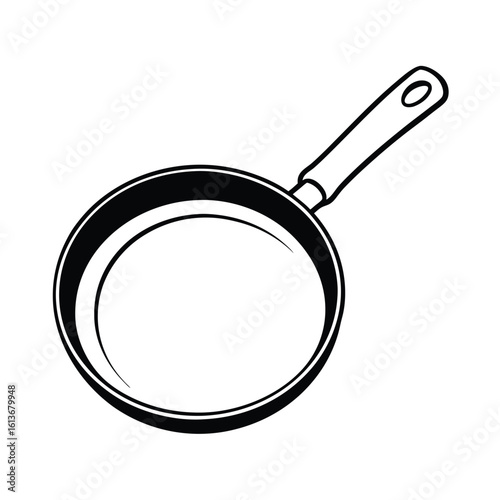 Simple line art illustration of a nonstick pancake pan with a flat base
