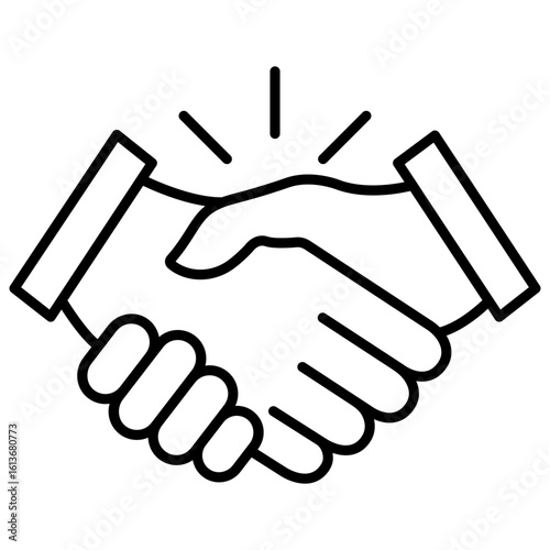 Business handshake line icon. Agreement or deal concept. Vector isolated on white.
