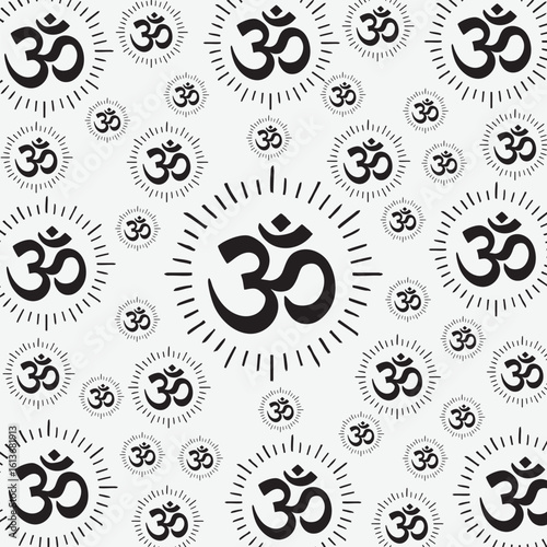 Om symbols radiating light hinduism spirituality