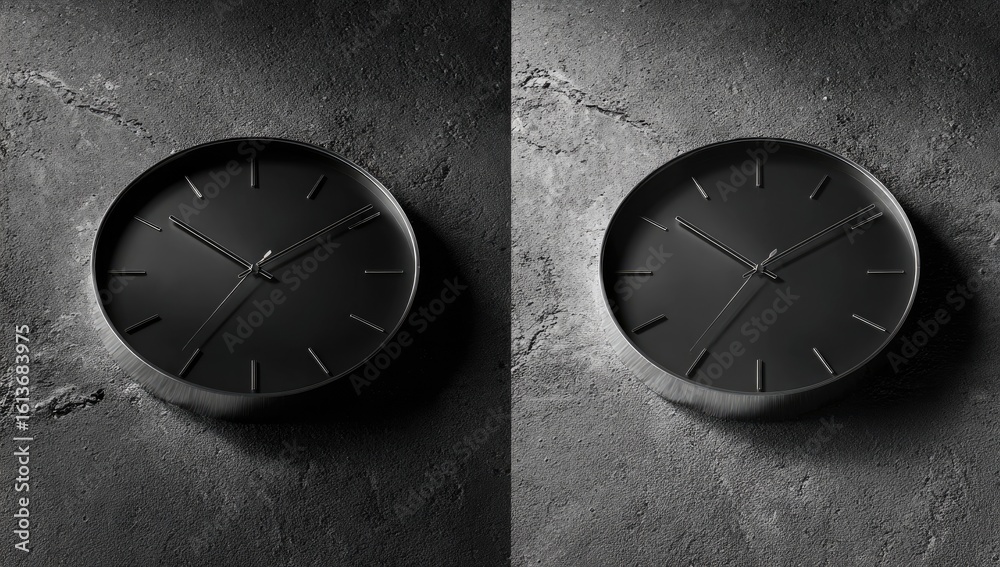 custom made wallpaper toronto digitalTwo black clocks on a textured surface
