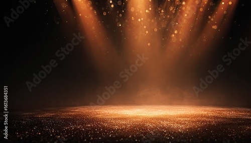 Golden spotlight on a dusty floor