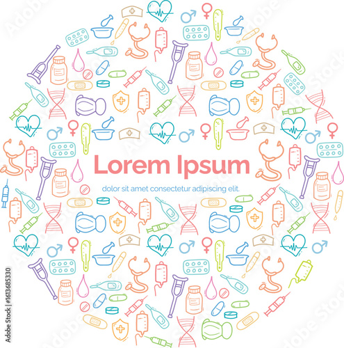 Background or pattern with Medical theme. With doodle style. For layout, website, graphic design.