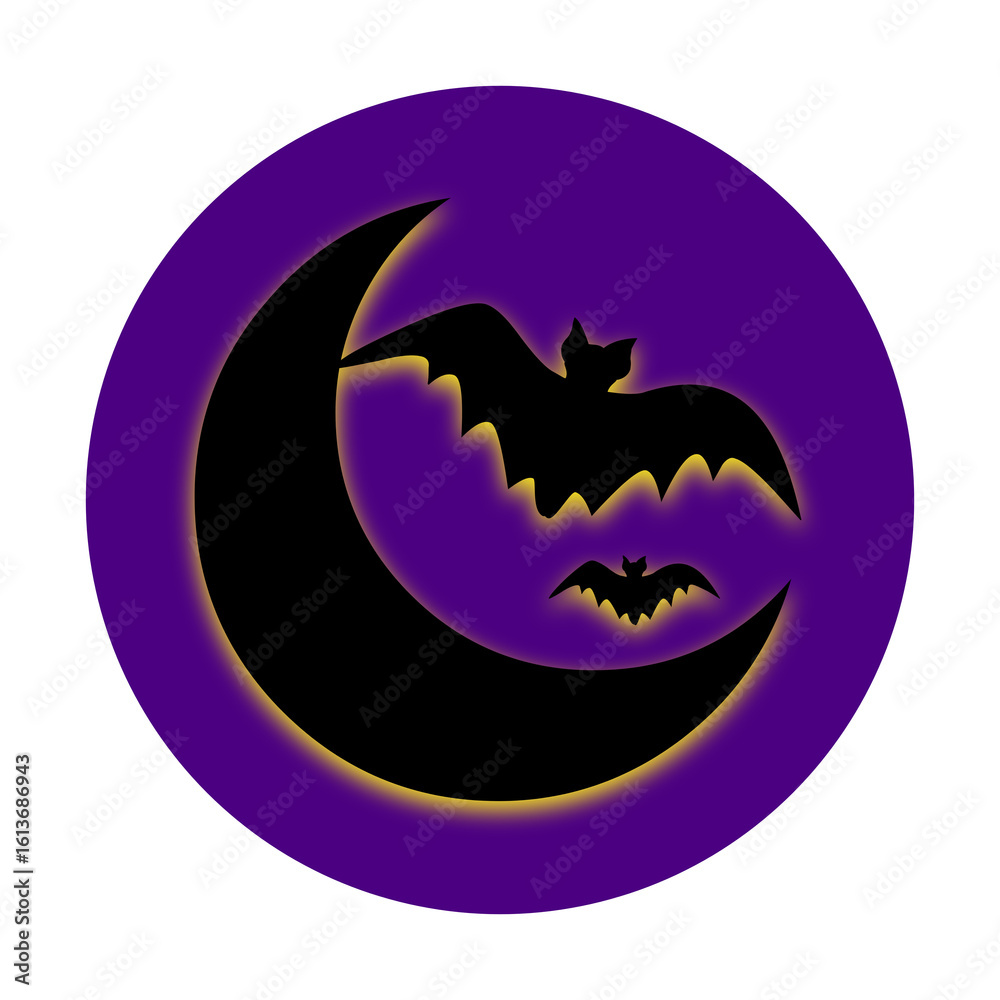 Fototapeta premium a bat icon on the purple circle, halloween