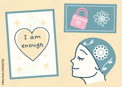 Positive Affirmation Art featuring SelfLove and Confidence with Artistic Illustrations and Delicate Designs for Inspirational Decor