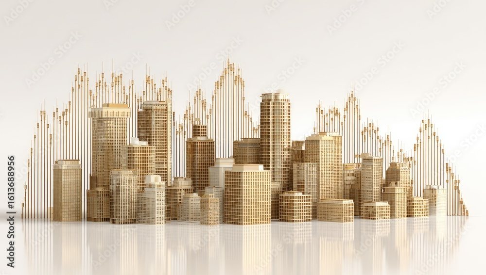 Obraz premium Cityscape with Financial Graph