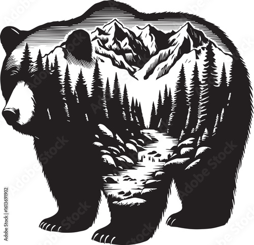 Mountain on the Alaskan Bear Body SVG