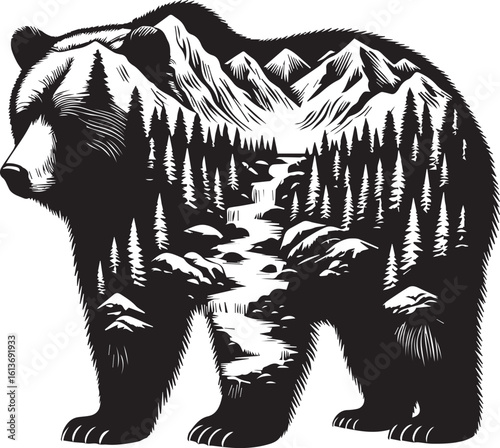 Mountain on the Alaskan Bear Body SVG