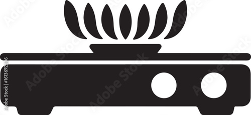 Simple Black gas stove Vector Icon: Hot Plate Sign, Cooking Symbol, Kitchen Appliance