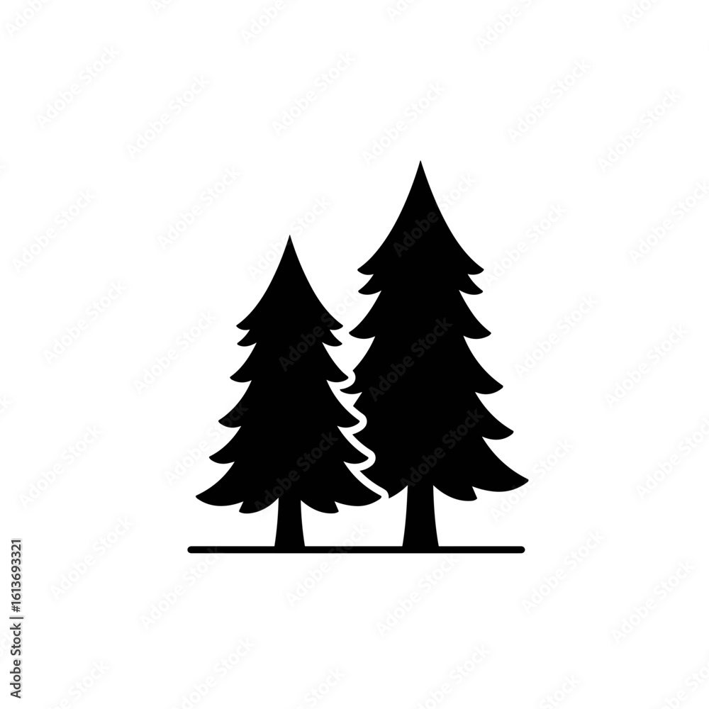 Obraz premium Two pine trees silhouette 