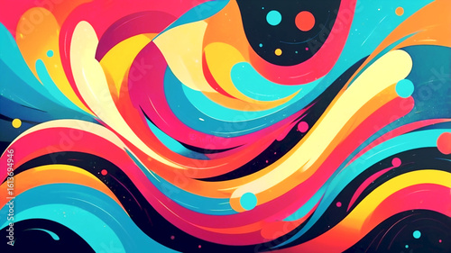 Vibrant and grainy abstract background with red green and blue hues