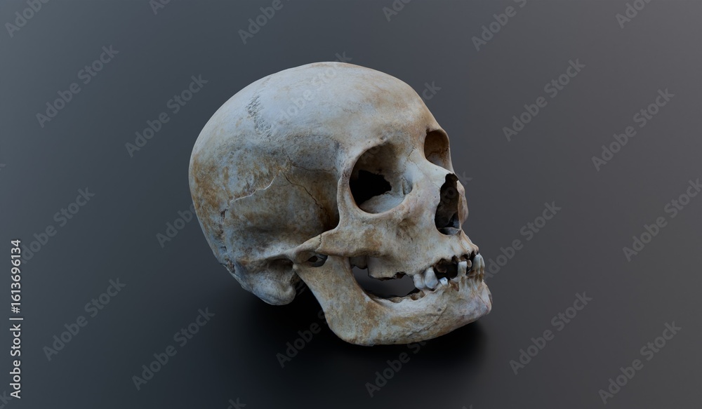 Fototapeta premium Skull, Bones, Head Parts, 3D Illustration