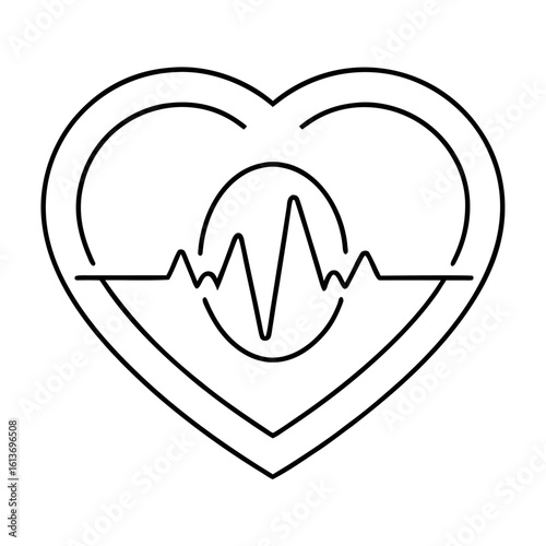 Heart Rate Pulse Wave Design Medical Illustration of Heartbeat with Central Wave