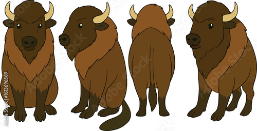 Cartoon Bison Character Turnaround
