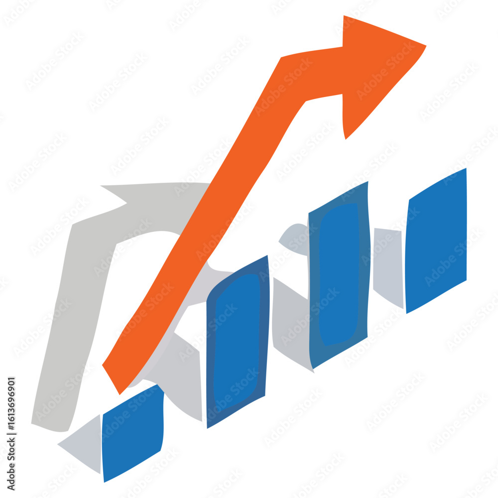 Blue financial business graph and chart with an arrow illustrating market growth and profit success Blue financial business graph and chart with an arrow illustrating market growth and profit success