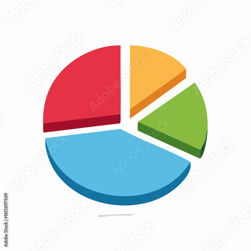 Free Download Colorful Isometric Pie Chart with Red, Blue, Orange, and Green Segments - GFXLoad