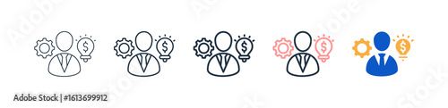 Entrepreneur Different Style Icons Set Vector Illustration. 
