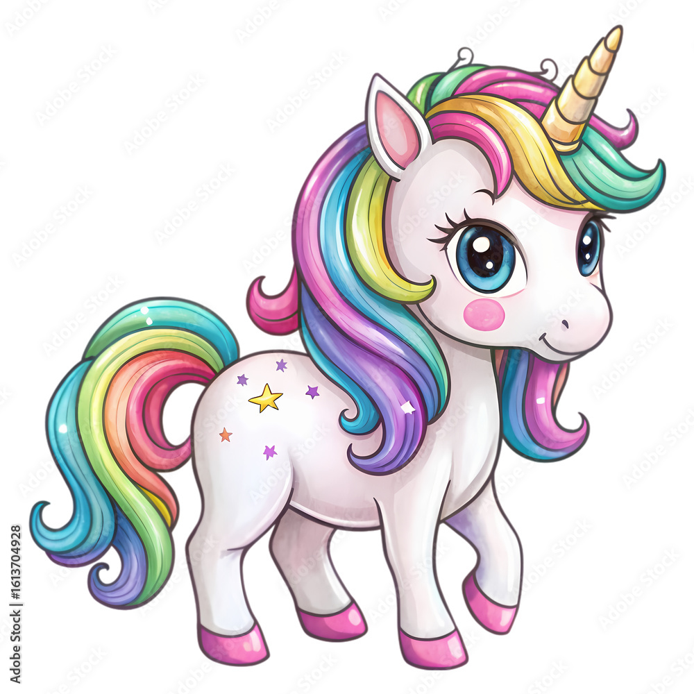 Fototapeta premium Rainbow Mane Unicorn Illustration