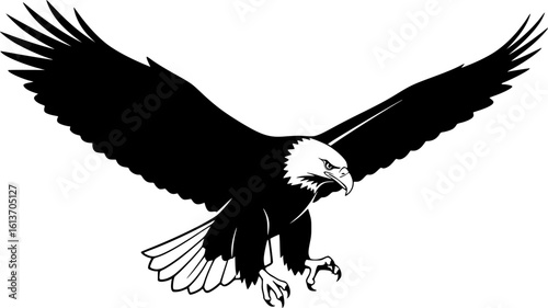 Illustration of flying eagle isolated on white background.
