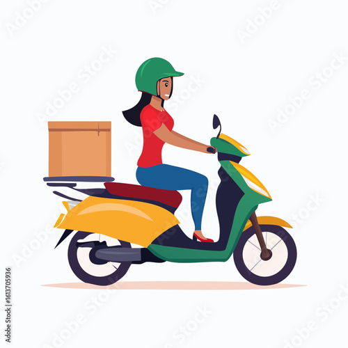 Delivery Rider on Scooter with Package, Delivering Goods Quickly and Efficiently
