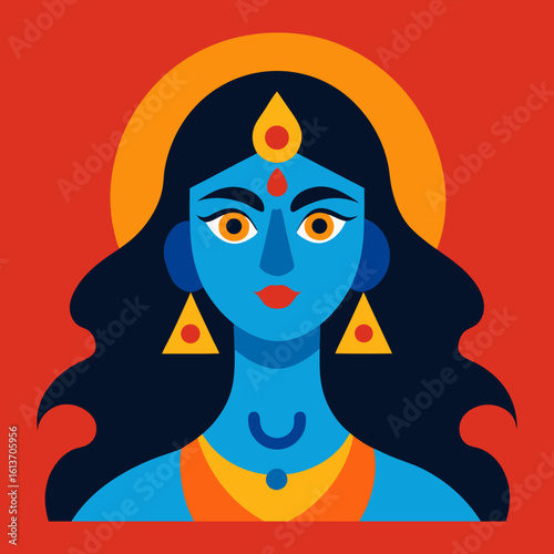 Happy Kali Puja, Goddess Kali Maa, on, Diwali, Kali Pooja background Indian goddess, Kali. Diety, spiritual art.Vector isolated illustration