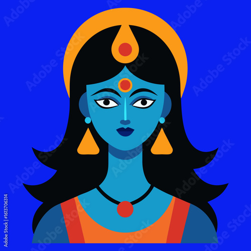 Happy Kali Puja, Goddess Kali Maa, on, Diwali, Kali Pooja background Indian goddess, Kali. Diety, spiritual art.Vector isolated illustration