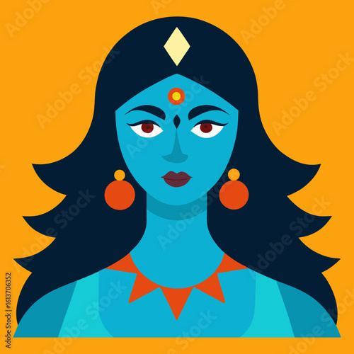 Happy Kali Puja, Goddess Kali Maa, on, Diwali, Kali Pooja background Indian goddess, Kali. Diety, spiritual art.Vector isolated illustration