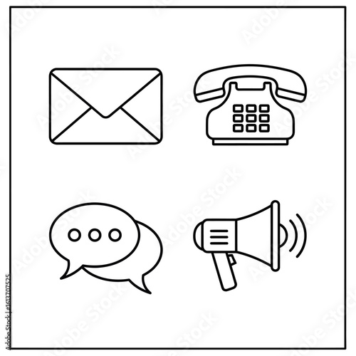 Line art vector icons of essential office and school supplies. Featuring a stapler, glue, pencil sharpener, and tape, this minimalist collection is ideal for various design projects.