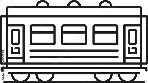 Railroad and railway icon of train wagon or subway coach, vector pictogram. Railroad and railway line symbol of metro underground and tram carriage or train railcar for public passenger transport