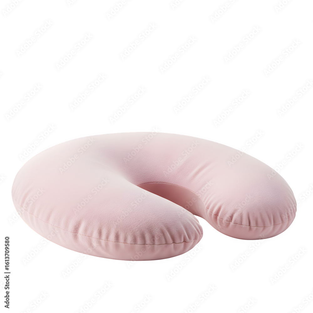 Fototapeta premium Ergonomic nursing pillow for breastfeeding support, ideal for moms and babies. Soft, comfortable, and isolated on white background, perfect for product presentation.