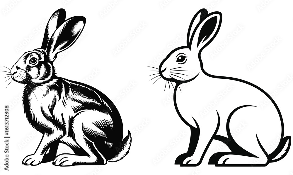 Fototapeta premium black and white rabbit