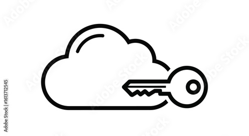 Vector art of cloud with a key icon symbolizing access and security