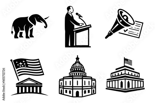 American Politics and Government Icons Collection.