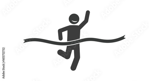 Vector art of a runner crossing the finish line in victory