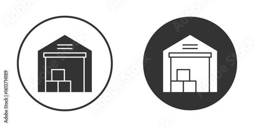 Warehouse icon in solid black flat shape glyph icons.