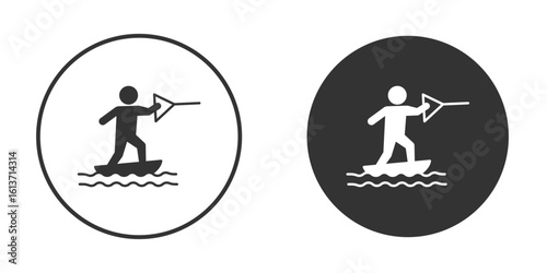 Wakeboarding icon in solid black flat shape glyph icons.