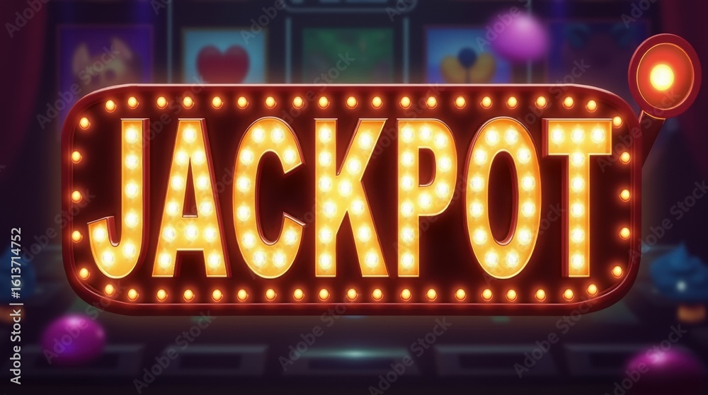 Vertical animated jackpot sign with blinking lights in casino, slot machines in background, lively light loop
Vertical animated jackpot sign with blinking lights in casino, slot machines in background, lively light loop