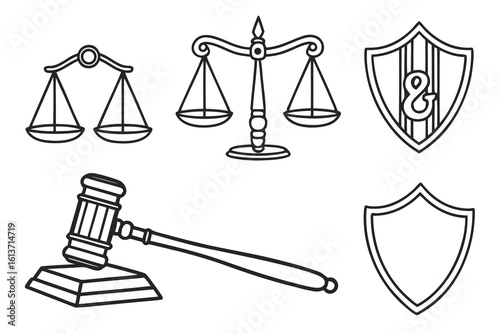 Justice and Law Symbols Collection.