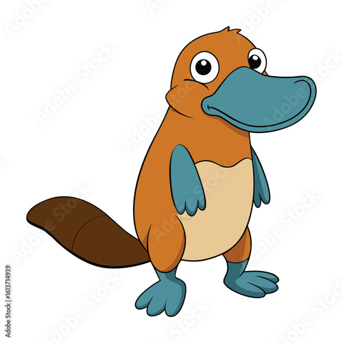 Adorable Platypus Cartoon Illustration Free Stock Image Download on White Background