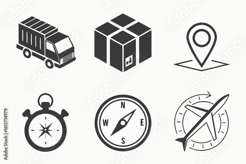 Logistics and Travel Icons Set.