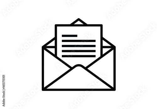 Vector art of open envelope with a letter inside isolated on white background