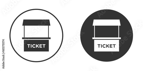 Ticket window icon in solid black flat shape glyph icons.