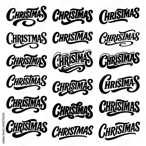 Bold Christmas Calligraphy Typography Set in Vintage Retro Logo Style

