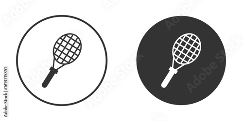 Tennis racket icon in solid black flat shape glyph icons.