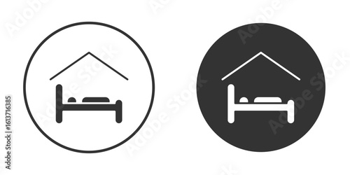 Shelter beds icon in solid black flat shape glyph icons.