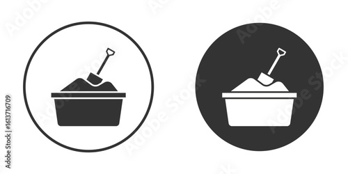 Sandbox icon in solid black flat shape glyph icons.